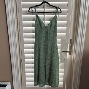 House of CB Sage Green Floral Tie-Shoulder Midi Dress